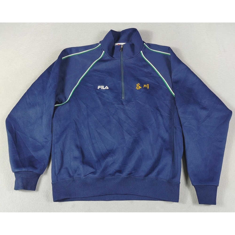 FILA Pullover Mens Medium Blue 1/4 Zip Long Sleeve Athletic Top Activewear